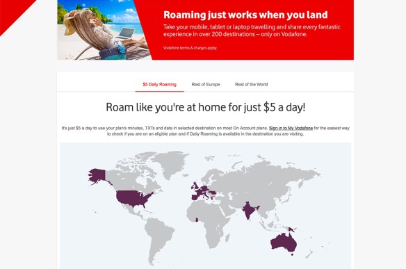 Voda $5 roaming